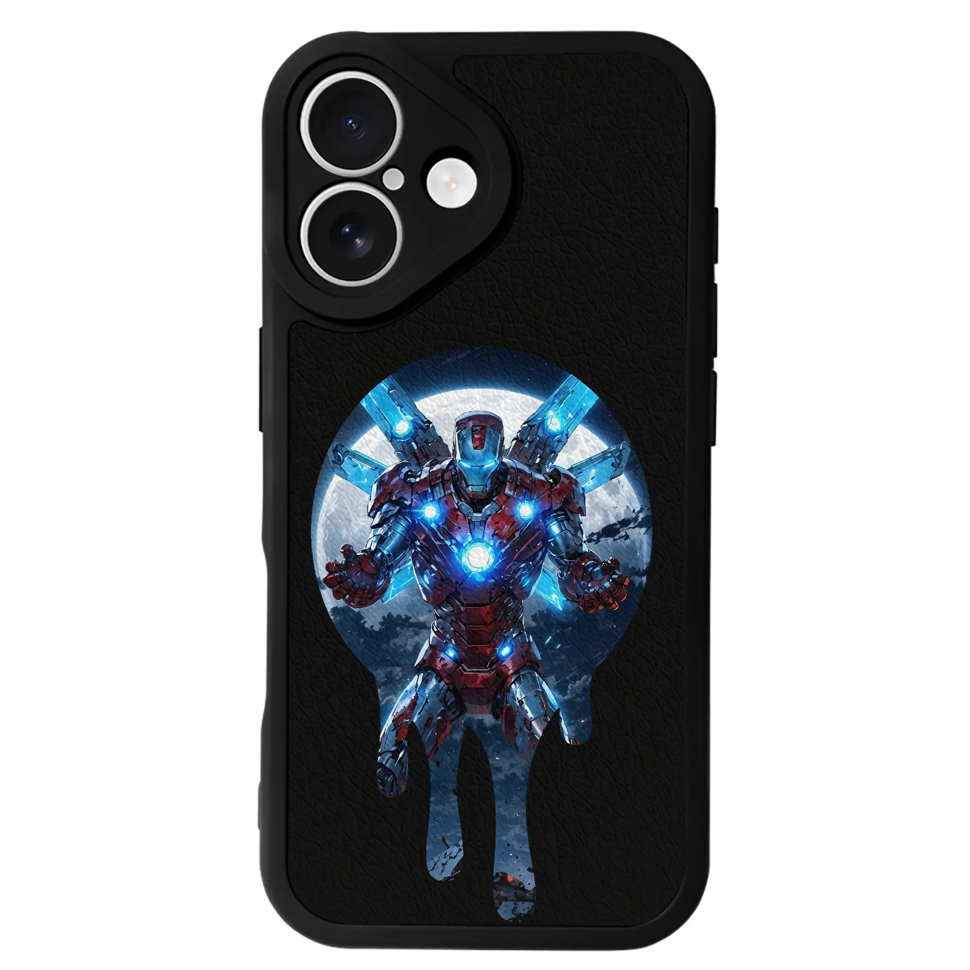 アベンジャーズ (Avenjāzu) グッズ アイアンマン（Iron Man） - IPhone 16シリーズ対応 ・ シリコンスマホケース ・ レザー調 ・ 高精度フィット ・ 耐衝撃 ・ ワイヤレス充電対応 ・ 精密カット